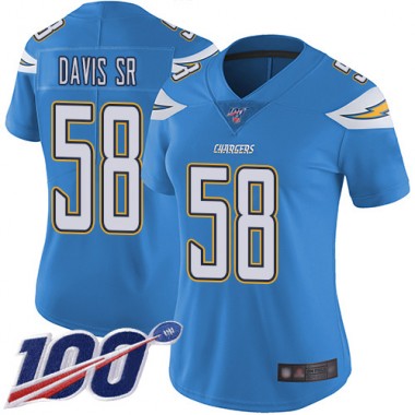 Los Angeles Chargers NFL Football Thomas Davis Sr Electric Blue Jersey Women Limited #58 Alternate 100th Season Vapor Untouchable->los angeles chargers->NFL Jersey